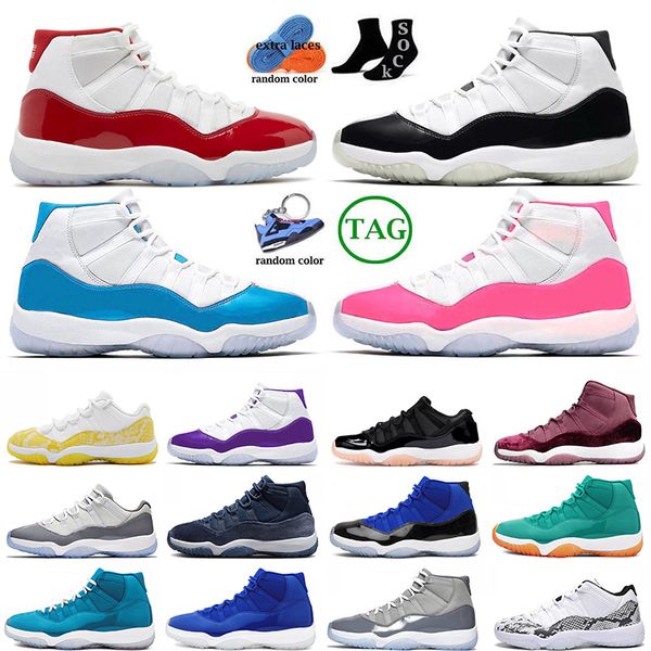 Diseñador para hombre OG Jordens Hombres Jumpman 11 Zapatillas de baloncesto 11s Cool Grey Cement Grey Cherry Pink White Bred Gamma Blue Space Jam J11 High Low Sneakers Deportes