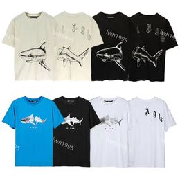 Diseñador para hombre Pa T-shirt Camisetas de lujo Imprimir Palms Shark camisetas Mujer Ángulo Manga corta Verano Casual Streetwear Tops Ropa Ropa N9RO