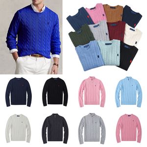 Diseñador para hombre RL Polo Suéter Fleece Ralphs Camisas Gruesas Media cremallera Cuello alto Jersey cálido Punto delgado Tejido Lauren Jumpers Caballo pequeño Marca Suéteres de algodón