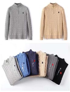 Hommes Designer Polo Pull Polaire Ralphs Chemises Épais Demi Fermeture Éclair Col Haut Pull Chaud Slim Tricot Tricot Lauren Jumpers Petit Cheval Marque Coton Sweat YT16