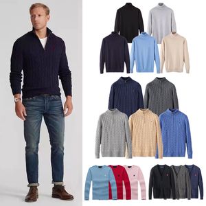 Hommes Designer Polo Pull Ralphs Demi-fermeture à glissière Haut Cheval Chemises en polaire Col épais Pull chaud Slim Tricot Tricot Lauren Jumpers Petite Marque Sweat-shirt en coton