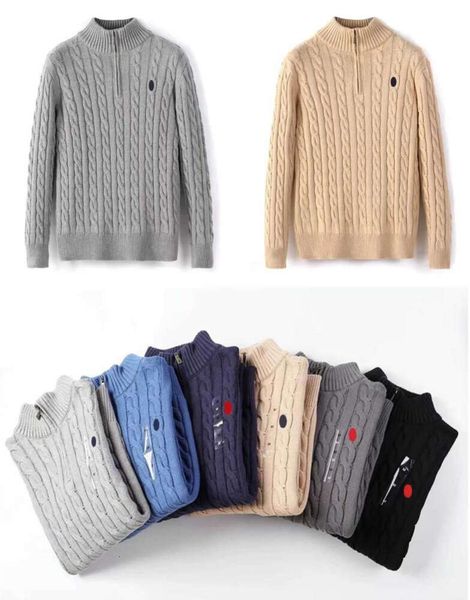 Hommes Designer Polo Pull Polaire Ralphs Chemises Épais Demi-Fermeture À Glissière Col Haut Pull Chaud Slim Tricot Tricot Lauren Jumpers Petit Cheval Marque Sweat 1125ess