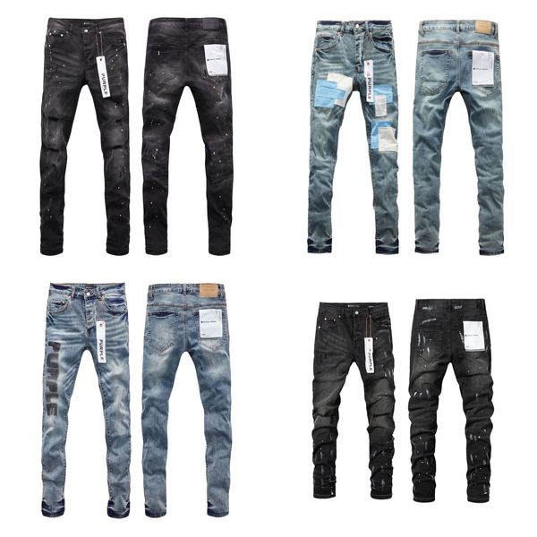 Mens Designer Purple Brand Jeans Hommes Pantalons Jeans Skinny Streetwear Casual Bikers Femmes Pantalons de survêtement Slim Mode Vêtements classiques pour hommes Vêtements