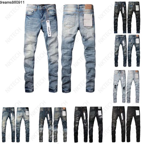 Hommes Designer Purple Jeans Biker Slim Fit Moto Motards Denim pour Rinçage Faire Vieux Hip Hop Femmes Street Fashion Mans Pantalon Noir {Catégorie}