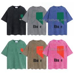 Mens Designer Rhu T-shirt Vintage Rétro Chemise lavée Marque de luxe T-shirts Femmes T-shirt à manches courtes T-shirt d'été T-shirts hip hop Tops Shorts Vêtements Diverses couleurs-11