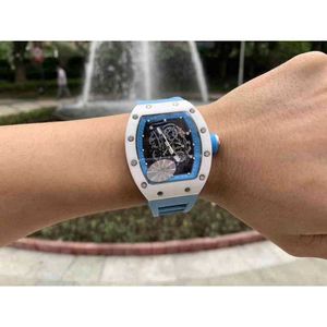 Diseñador de hombres Richamill Relojes Movimiento Automático Luxury 2024 White Mens Mechanical Watch Ceramic Holl