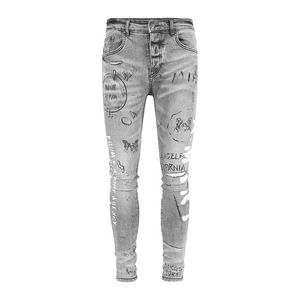 Heren Designer Gescheurde Denim Broek Man Slanke Jeans Casual Hip Hop Rits Broek voor Mannelijke Stretch Broek Amir1