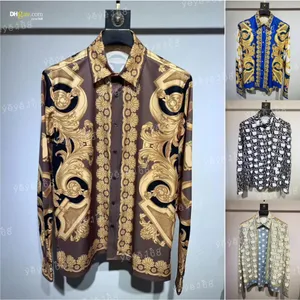 Camisa para hombre Chemistry Luxe Fashion Brand Gold Print camisa de diseñador Slim Fit Twist Button Shirt camisas de vestir para hombre manga larga Tamaño asiático S-XXL yyl