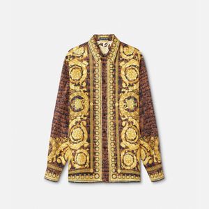 Heren Designer Shirts Merk Kleding Mannen Lange Mouw Bloemenprint Overhemd Hip Hop Hoge Kwaliteit Katoen Tops 84159