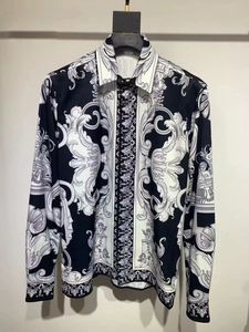 Chemises de créateurs pour hommes Vêtements de marque Men de robe à manches longues robe à imprimé fleurie Hip Hop Tops de coton de haute qualité # A8