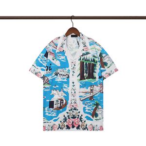 Camisas de diseñador para hombre Camisa de bolos con estampado clásico de moda para hombre Camisas casuales florales de Hawaii Hombres Slim Fit Manga corta