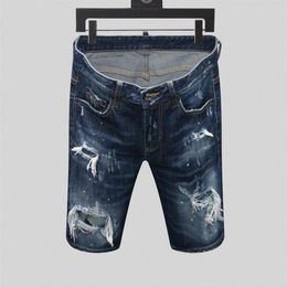 mens designer korte jeans rechte gaten strakke jeans casual jean Nachtclub blauw Katoen zomer Mannen broek Leisure stijl reminiscenc272a