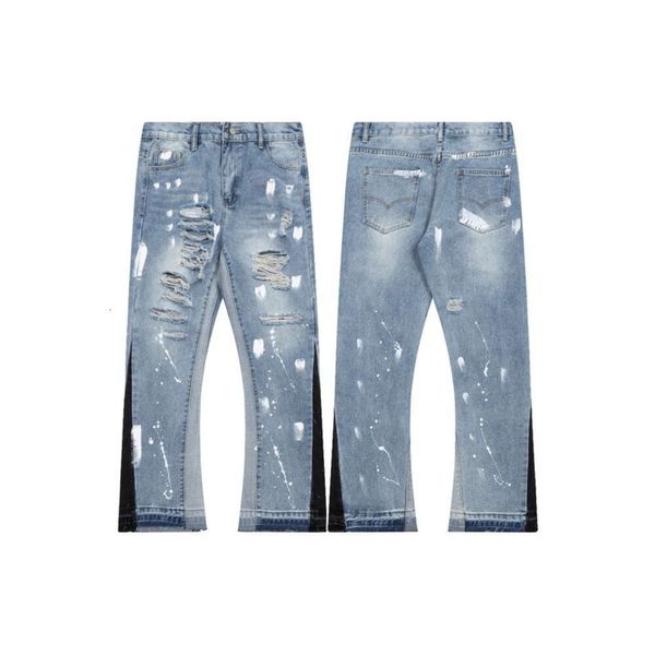 shorts de créateurs pour hommes Galeries depts pant 24 Trendy Brand Splatted Ink Cut and Spliced Jeans pour hommes et femmes High Street Micro La Long Pants