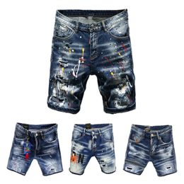 Mens Designer Shorts Jeans Mode Casual Slim Ripped Zipper Patch broderie Denim Shorts Pour Hommes Street Punk Bleu Jean Court