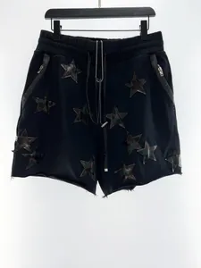 Heren Designer Zomer Mode Shorts Casual Korte Camouflage lederen pentagram Man S Kleding mode Hip Hop Broek