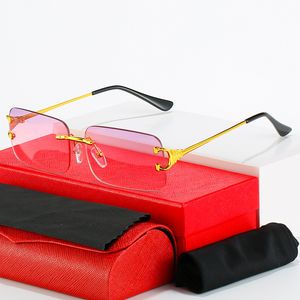 Gafas de sol de diseñador para hombre para mujer Gafas de sol de cuerno de búfalo Gafas de sol deportivas de moda para hombre Sin montura UV400 Sombrilla dorada de lujo tallada Hombres Gafas Carti