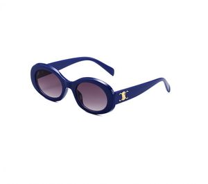 Lunettes de soleil de marque pour hommes Lunettes de soleil pour femmes de marque de luxe 40194 Lunettes de protection solaire à la mode Lunettes de soleil ovales rétro européennes et américaines à petite monture bleu gris