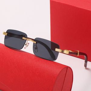 Lunettes de soleil de cr￩ateurs pour hommes Lunettes de soleil pour femmes carr￩es carr￩es marque optique Luxury Epices de luxe Metal Brown Blue Red Lenses en bois