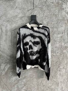 Mens Designer Sweaters Men Men Kleding Gebreide Hirt Nek Truivert Kasjmier Lang Slim Fit Coats Single Row Buckle Mohair Skull Skelet Wol Herentrui