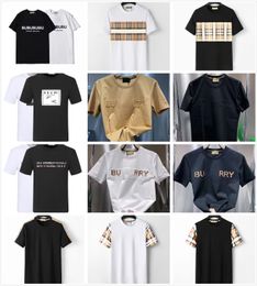 Heren designer T-shirt zwart wit beige geruite streep merk puur katoen Luxe poloshirts ademend slank casual t-shirt straat dezelfde stijl zomer heren dames tshirt