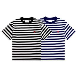 mens designer t-shirt bande bleue simple pur coton col rond coeur lettre brodée sous-vêtements de déplacement décontractés usure unique femmes t-shirt polyvalent hommes t-shirts