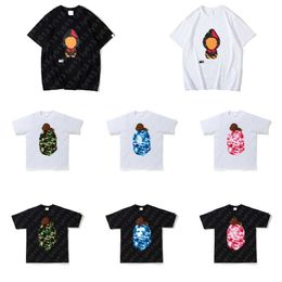 Hommes Designer T-shirt Mode Graphique T-shirts Summer Tide Marque Loisirs Dessin Animé Animation Chapeau De Requin Rouge Petit Singe Coton T-shirt À Manches Courtes