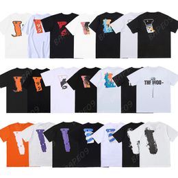 Mens Designer T-shirt Letter Print Tees Heren Dames Hiphopstijl met korte mouwen Zwart Wit Oranje T-shirts