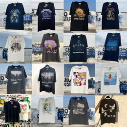 heren designer t-shirt man hellstar shirt vintage t-shirt vrouw grafische print noodlijdende shirt gewassen bleek Carti Trend tee shirt hiphop donkergrijs gewassen zwart wit