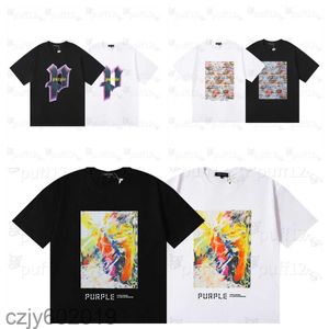 Mens Designer T-shirt Purple Brand T-shirt Vêtements 100% coton Chemise Graffiti Evil Fun Coloré Alphabet Imprimer Croquis Peinture à l'huile Modèle Street Hip Hop Loose Top