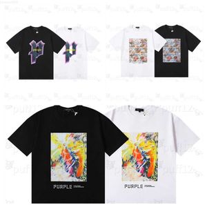 Mens Designer T-shirt Purple Brand T-shirt Vêtements 100 coton Chemise Graffiti Evil Fun Alphabet coloré Imprimer Croquis Peinture à l'huile Modèle Street Hip Hop L 3EQU