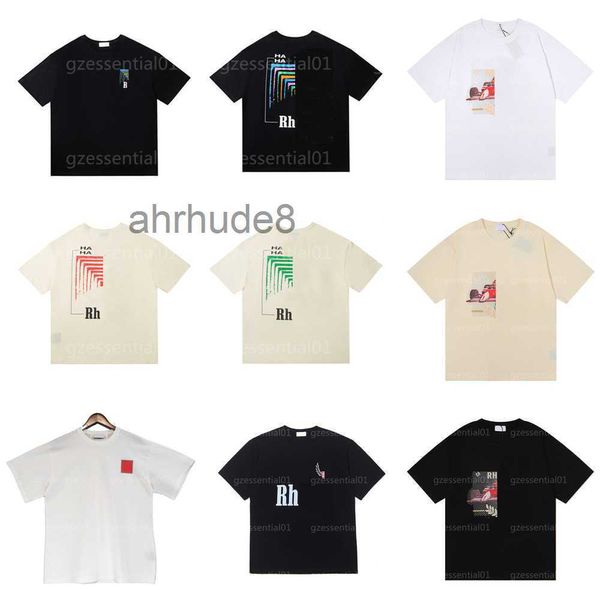 Mens Designer T-shirt Rhude pour hommes Vêtements d'été Femme T-shirt Lettre Imprimer Racing Tunnel Graphique Hip Hop Tendance Chemises à manches courtes Tshirt TMPN