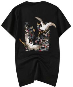 Mentier T-shirt T-shirt à manches courtes Hip Hop Tops Tee Punk Punk Bird Broidery Black White Man Tshirt Luxury Clothin3898322