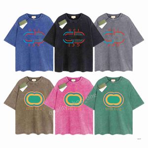 T-shirt pour hommes T-shirt Gu Shirts Brand Vintage Retro Washed T-Women Womens Short Sleeve Hip Hop Streetwear Tops Shorts Vêtements G-41 287N