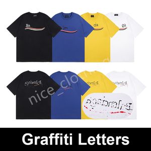 Diseñador para hombre Camiseta para mujer Graffiti Letters Tees Marca de lujo Manga corta Amantes del verano Top Cuello redondo Ropa Ropa S-XXL