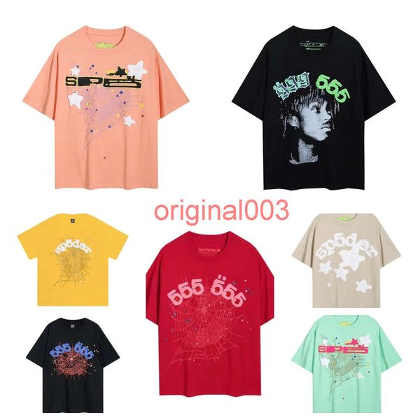 camisetas de diseño para hombres sp5der 5555 camiseta de algodón de manga corta impresión de cuello con hip hop hop rock gráfico suelto jóven