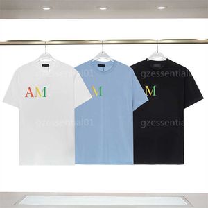 Hommes Designer Tshirt Amari T-shirt Été Cool Respirant Coloré Dégradé Lettre Imprimer Amri Tendance Jeunesse Hip Hop Street Vêtements Marque De Luxe Surdimensionné T-shirt