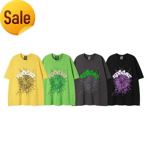 Mens Designer Tshirt Hommes T-shirts T-shirt Hommes T-shirts 55555 Spider Web Mousse Lettre Imprimer Haute Qualité Hommes Femmes Col Rond Lâche Casual Femmes Tee Polyvalent Wome O4rb