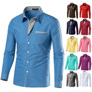 Mens Designer Turn-down Collar T Shirts 2019 Herfst Katoen Lange Mouwen Jurk Shirts Hoge Kwaliteit Mens Casual Mannen Slanke Sociale Overhemden