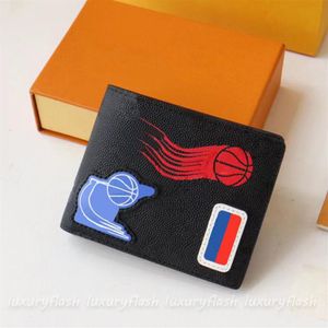 Heren Designer Wallets Coin Purse Basketball Joint Naam Sport Lang korte portemonnee Lederen creditcardhouder Mini Black Hoge kwaliteit 330i