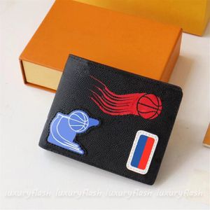 Portefeuilles concepteurs masculins monnaie de basket-ball nom de basket-ball sport long portefeuille en cuir en cuir support mini-noir de haute qualité 255J