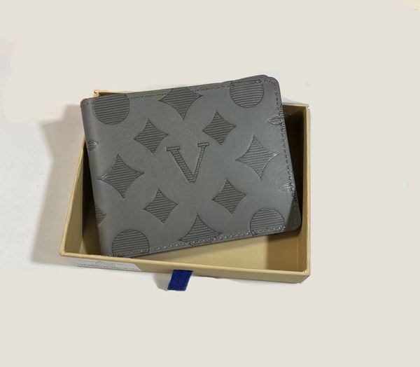 Portefeuilles de créateurs pour hommes Luxurys Multiples sacs à main courts pour homme Lettres de fleurs en relief Porte-cartes Shadow Petite pochette de mode de haute qualité avec boîte d'origine