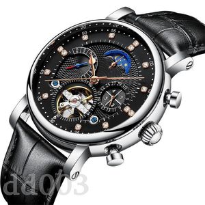 Mens designer horloge zwarte dames horloges party handopwinding automatisch mechanisch montre homme skelet delicaat luxe horloge tourbillon natuurlijk leer SB042 C23