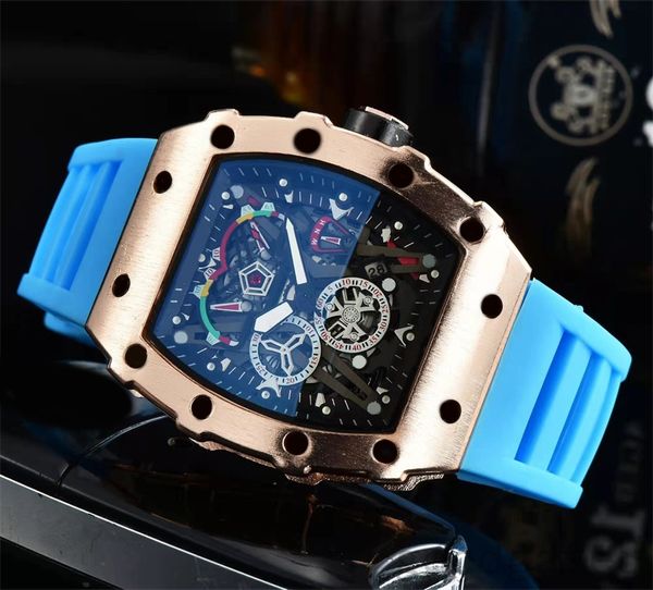 Montre de créateur pour hommes, montre de mode pour dames, squelette classique, tout cadran, travail, orologi, fête d'affaires, bracelet en caoutchouc rouge bleu, aaa, montre vintage pour femmes xb011 C23