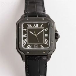 Heren designer horloge leer santo luxe horloges vierkante mode witte wijzerplaat quartz reloj waterdicht vintage wssa0018 dameshorloges ring verguld xb08 C23