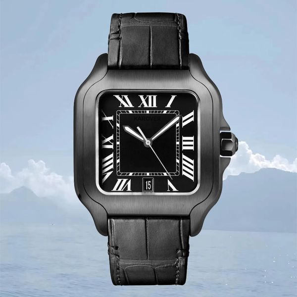 Montre de designer pour hommes Orologio 39,8 mm Carré 904L Montre en acier inoxydable Mouvement mécanique automatique Saphir Résistant à l'eau Noir Montres de luxe d'affaires Montre