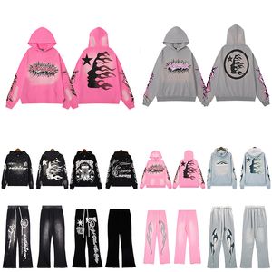 Hommes Designer Femmes Sweats à capuche Survêtement Costume Pull à capuche Cool Streetwear Sweartshirts Pantalons à manches longues Gris Graphique Un ensemble Crewneck Hoody