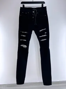 Diseñadores para hombre Jeans para hombre Jean Hombre pantalones remiendo negro rasgado para tendencia marca motocicleta pantalón hombres flaco