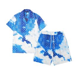 Conjunto de chándal de diseñador para hombre, camisas hawaianas de moda clásica de lujo, chándales, pantalones cortos con estampado de piña, camisa de manga corta, traje 77