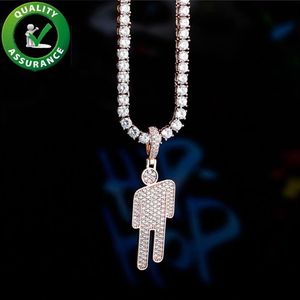 Cadenas de diamantes para hombre Colgante Joyería de Hip Hop Collares de diseñador de lujo para hombre Cadena de tenis Colgantes helados Joyas de rapero Rose Go273A