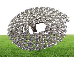 Mens diamante ouro tênis corrente colar hip hop gelado para fora bling correntes jóias masculino aço inoxidável prata colares3457526